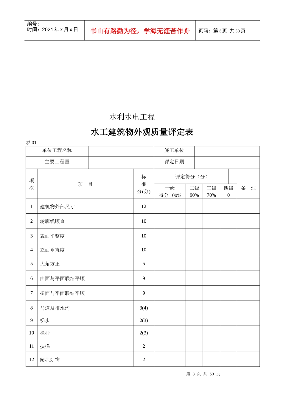 水利工程质量评定表(新完整的)_第3页