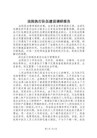 法院执行队伍建设调研报告