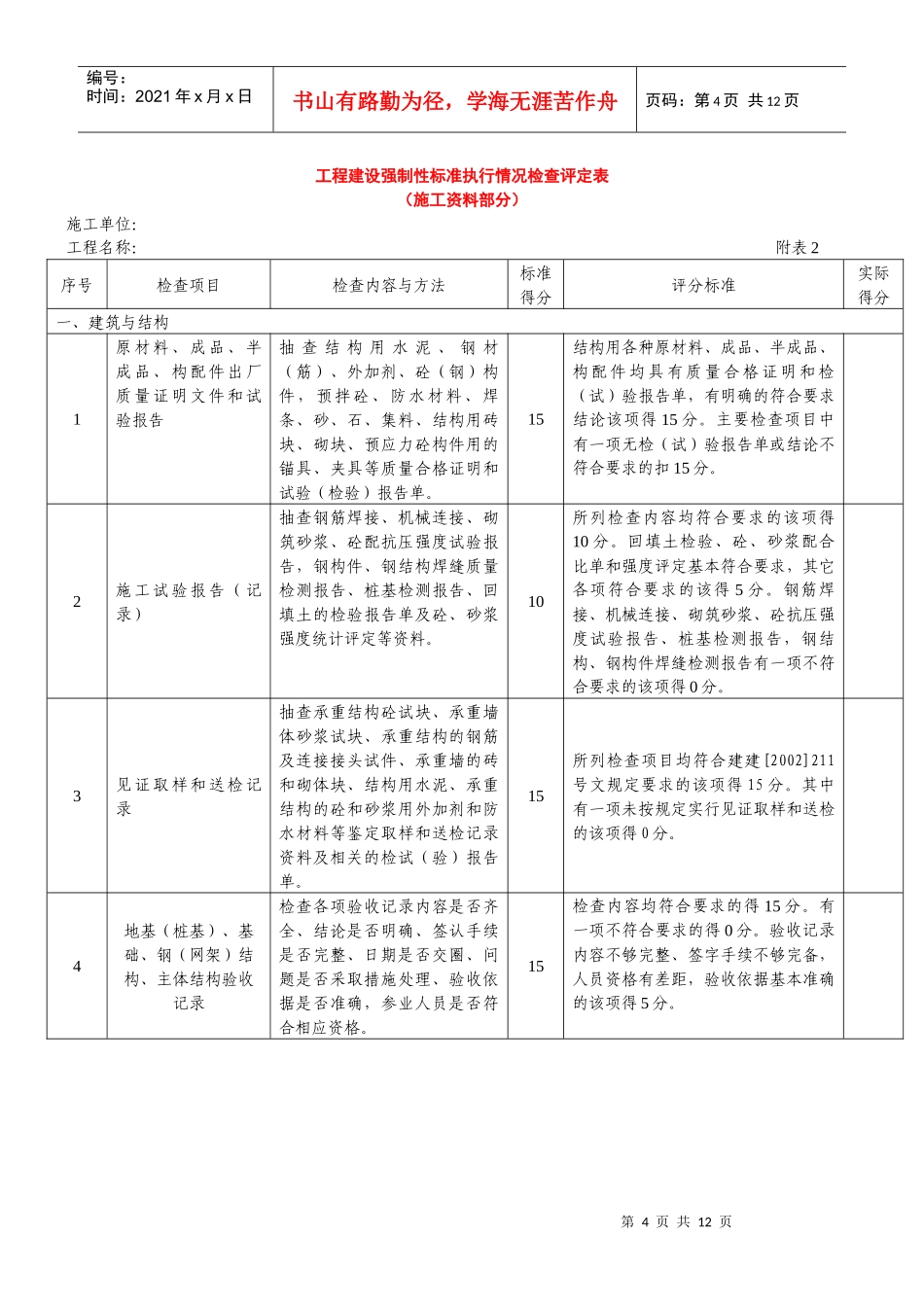 建设工程各方主体质量行为检查情况表_第1页
