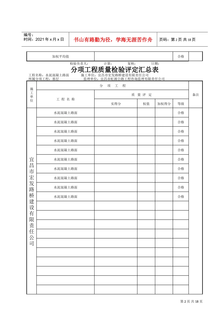 质量检验评定表(DOC17页)_第2页