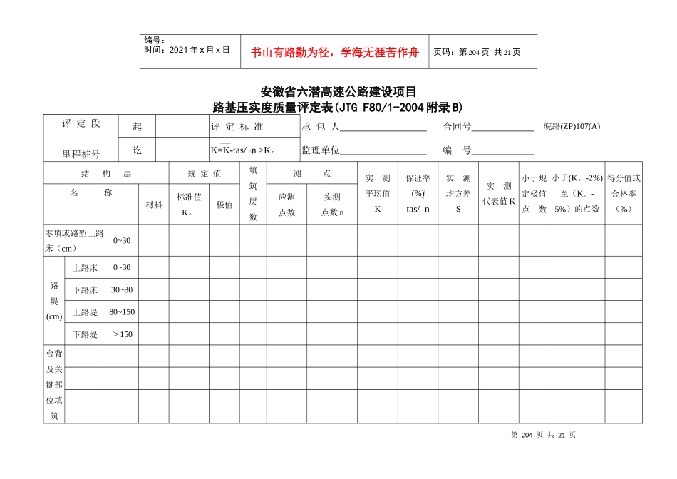 分项工程质量检验评定表3_第1页