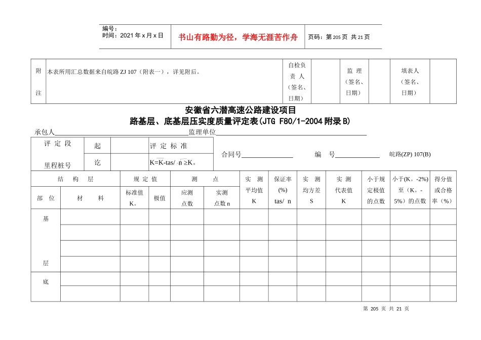 分项工程质量检验评定表3_第2页