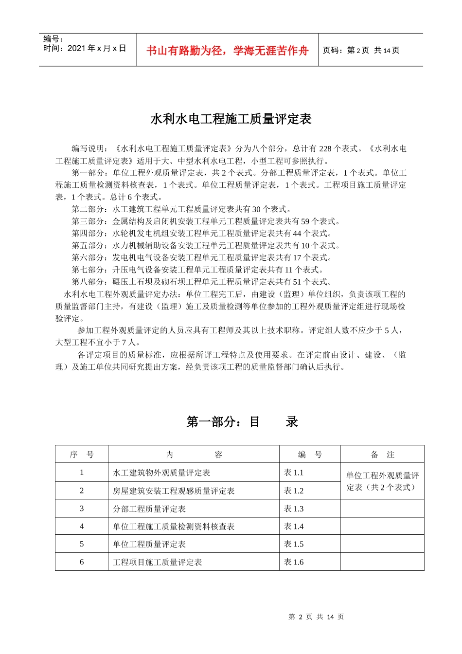 第一部分水利水电工程施工质量评定表_第2页