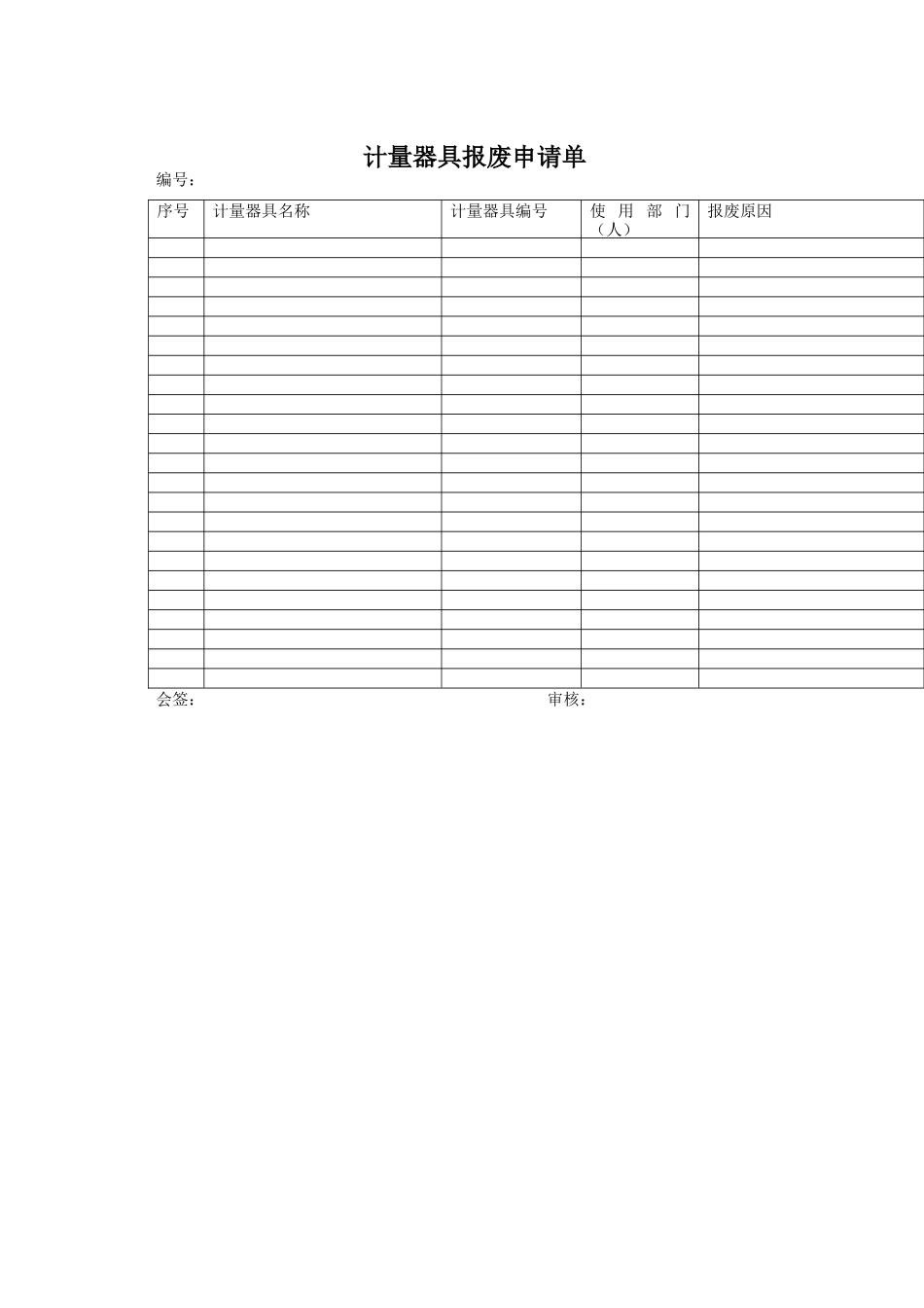 质量体系表格-计量器具报废申请单_第1页