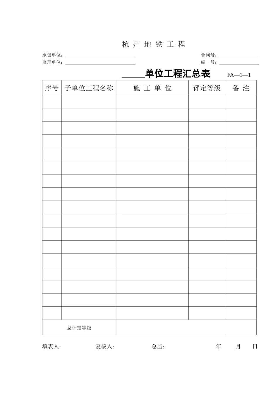 FA—1：通用及车站质量检验评定表_第2页