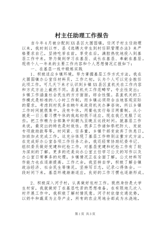 村主任助理工作报告