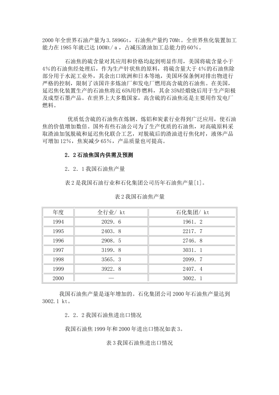 石油焦用途及延迟焦化装置工艺路线的选择_第3页