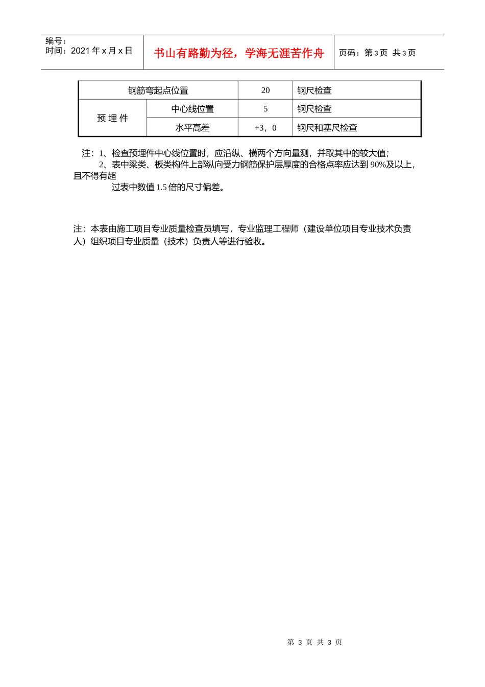钢筋安装检验批质量验收记录_第3页