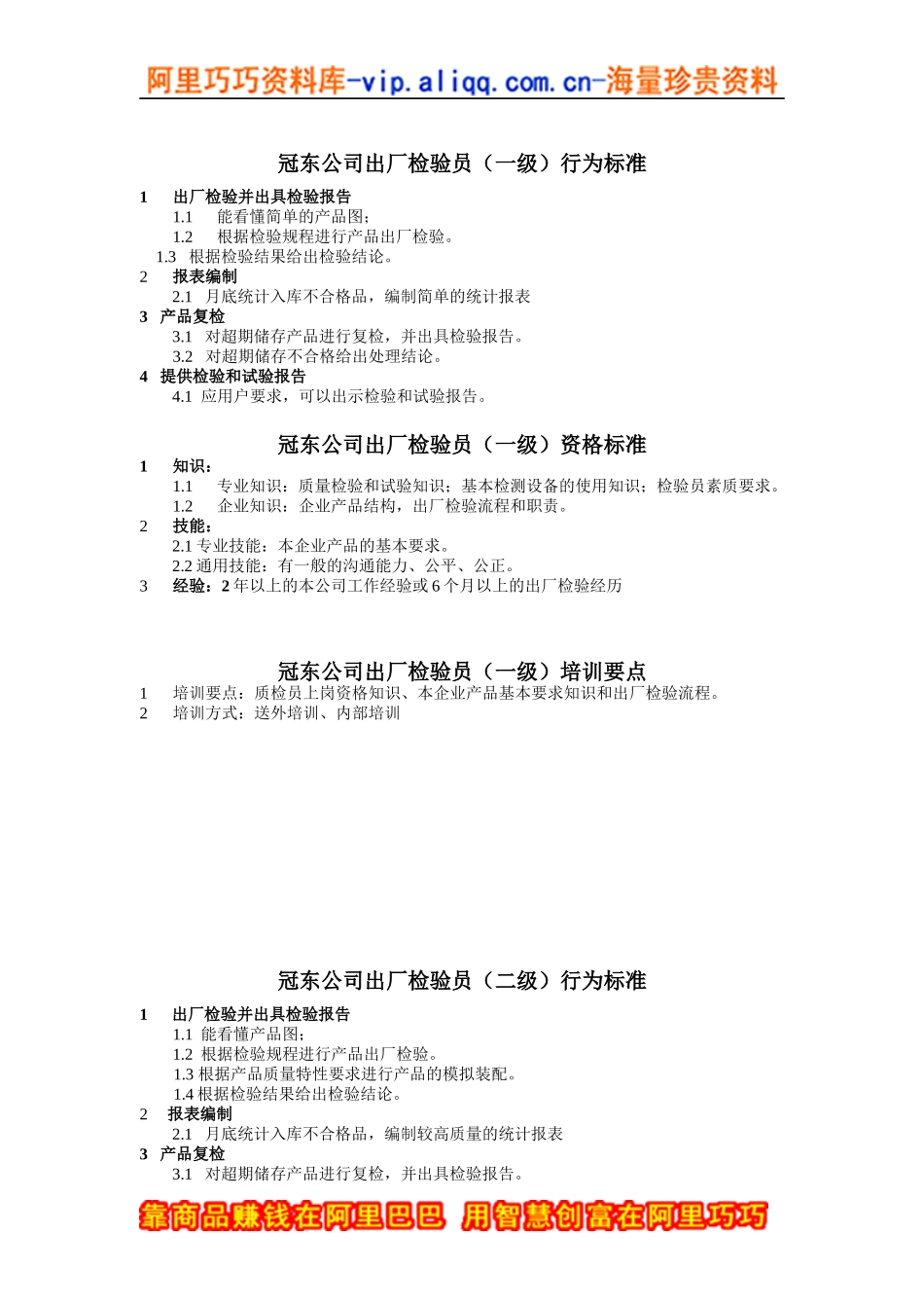 冠东公司出厂检验员行为标准_第1页