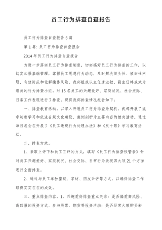 员工行为排查自查报告