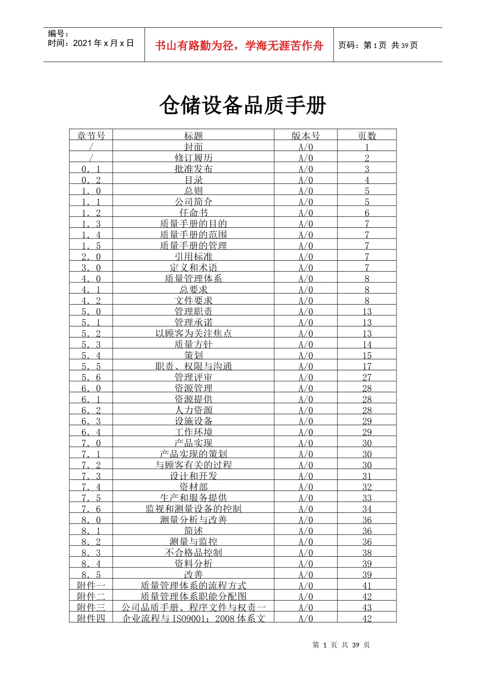 仓储设备质量手册_第1页