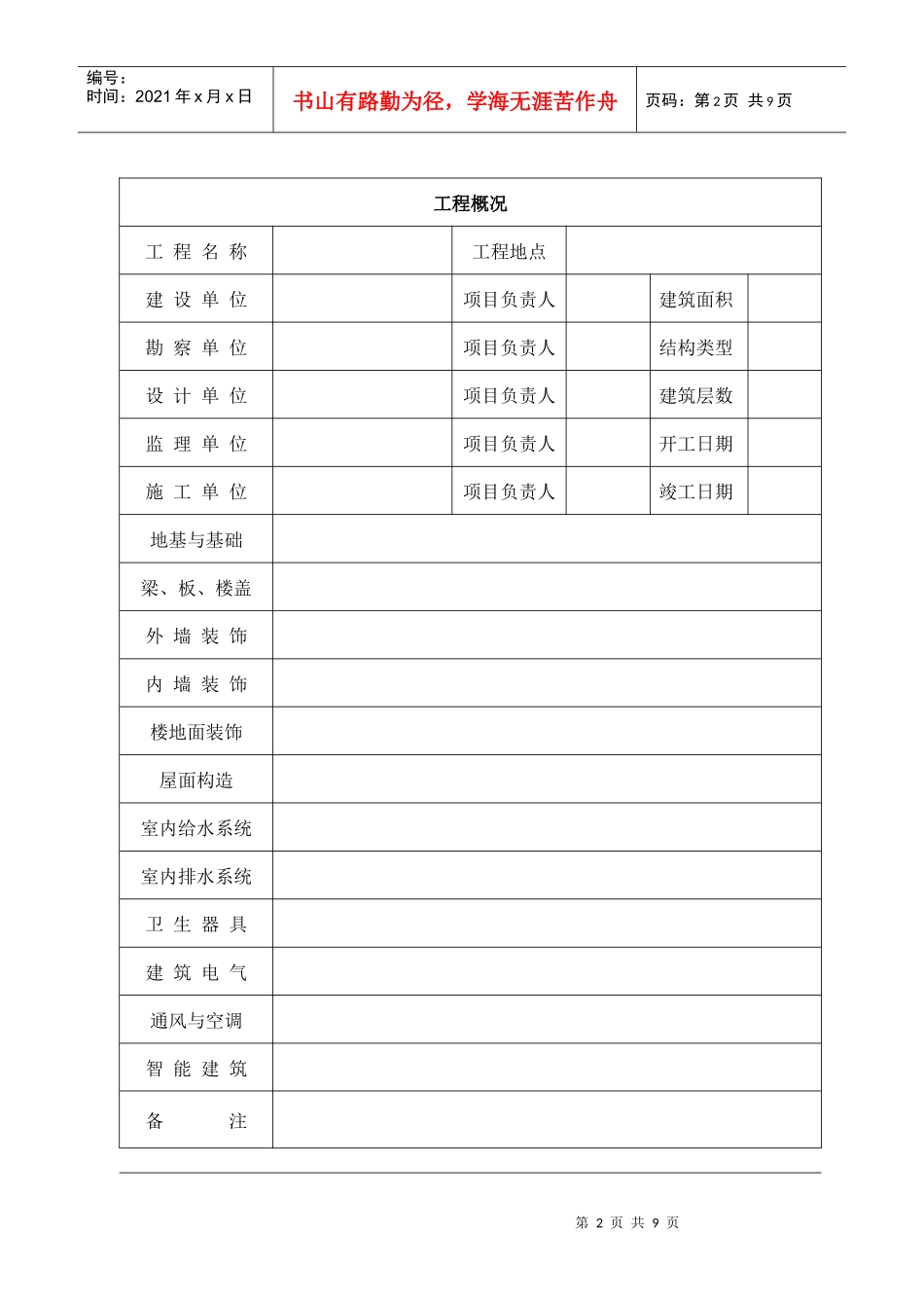 建设工程质量监督资料核查记录表_第2页