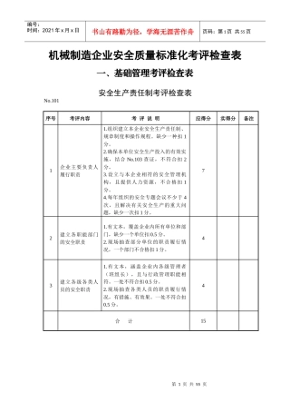机械制造企业安全质量标准化考评检查表(DOC 55页)