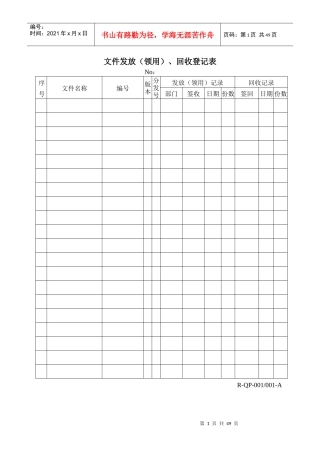 质量管理表格参考