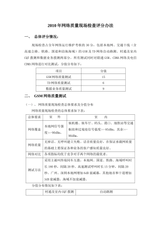 网络质量年度现场检查评分办法