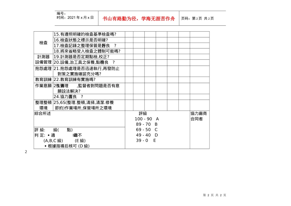 协力厂商品质保证状况调查表_第2页