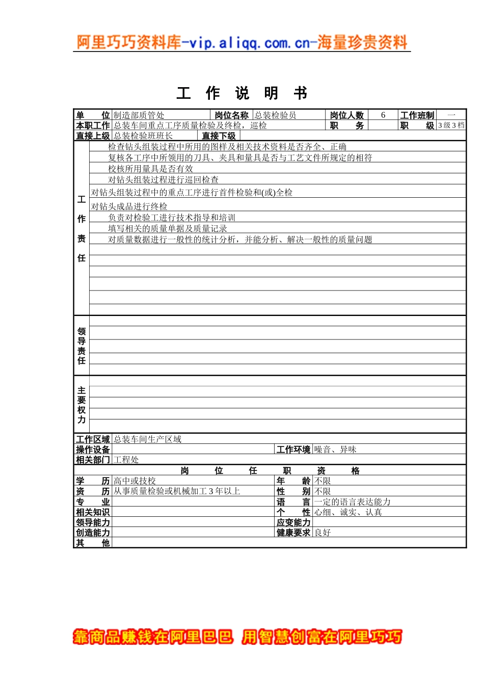 总装检验员工作说明书_第1页