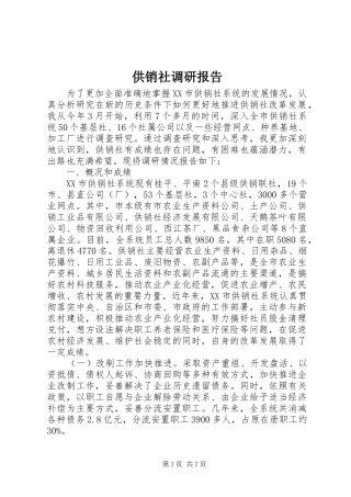 供销社调研报告