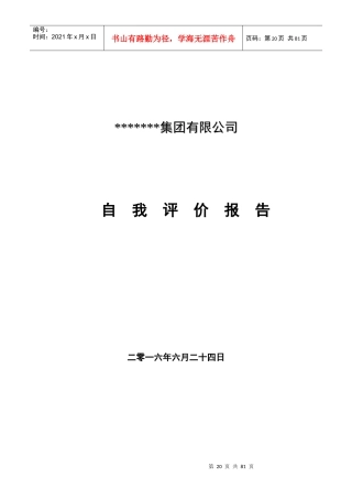 市长质量奖模板公司自我评价报告新