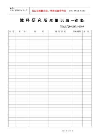 07 质量记录一览表