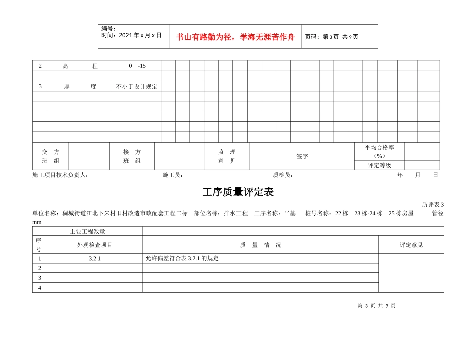 工序质量评定表D400_第3页