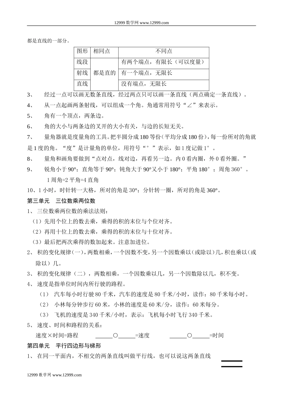四年级数学上册概念知识整理_第2页