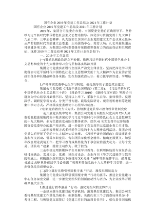 国有企业年党建工作总结及年工作计划