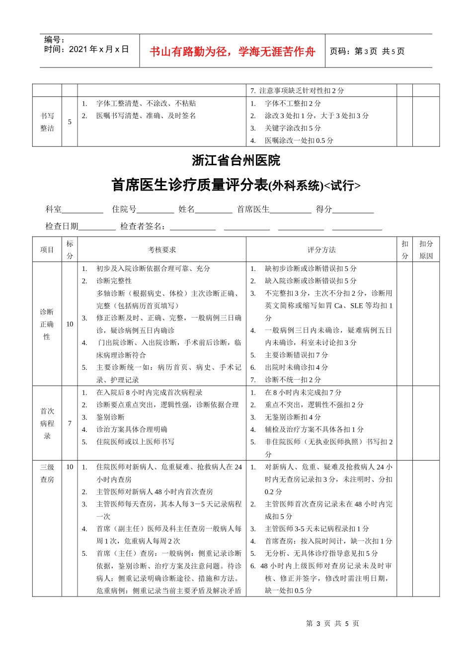 外科系统首席医生病历质量评分表_第3页