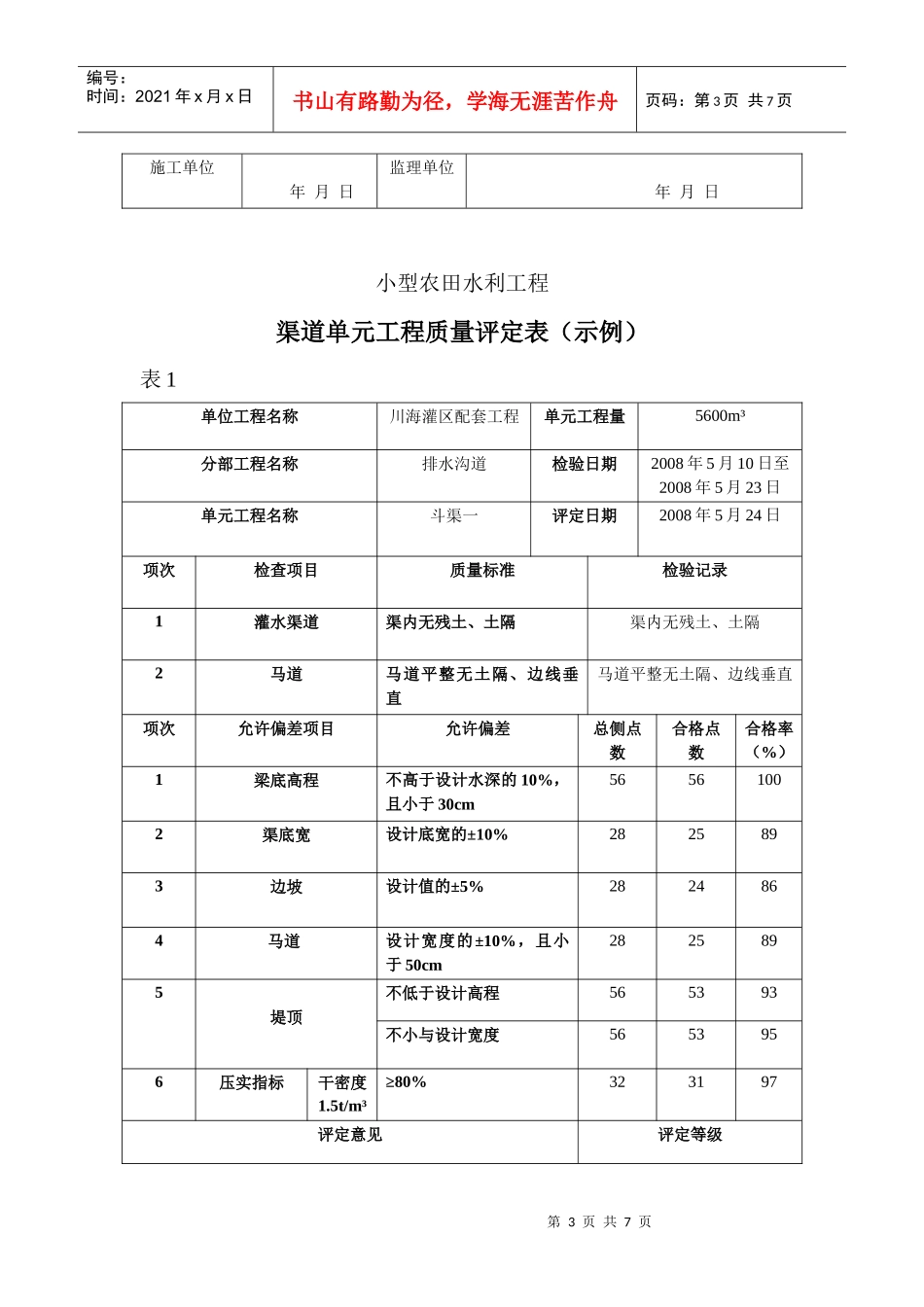 渠道单元工程质量评定表_第3页