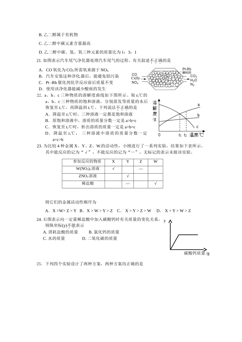 顺义区2014届初三第二次统一练习化学试卷_第3页