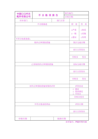 不合格项矩阵表-质量审核报告