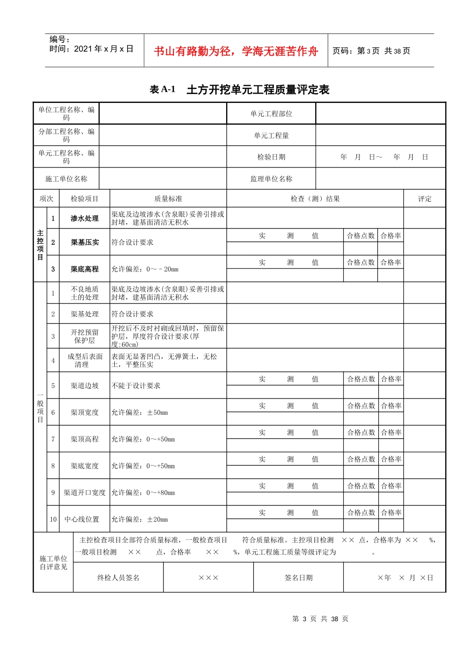 渠道工程质量评定表_第3页