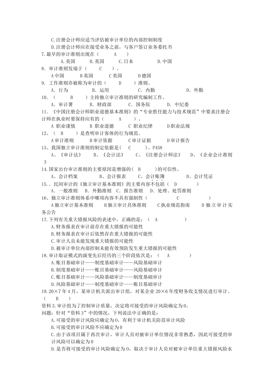 审计准则考试试题_第2页