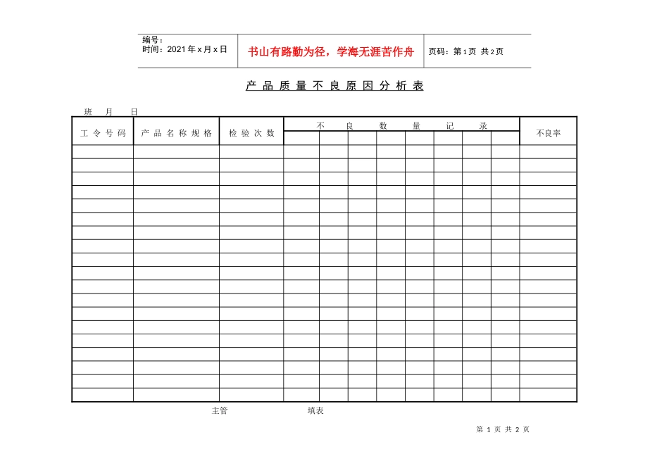 产品质量不良原因分析表(1)_第1页