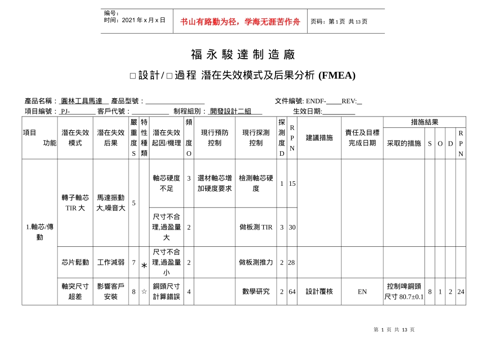 园林工具马达FMEA-1_第1页