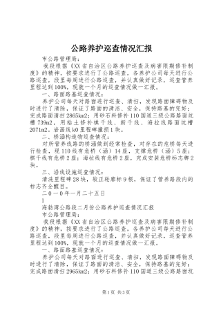 公路养护巡查情况汇报