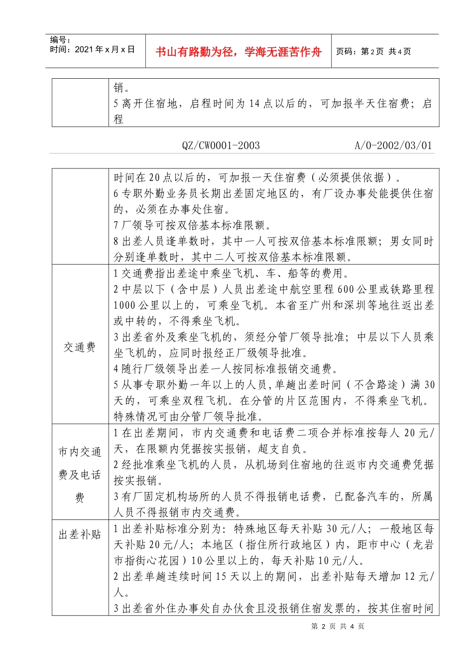 【企业管理】龙岩卷烟厂差旅费报销管理规定(iso)_第2页