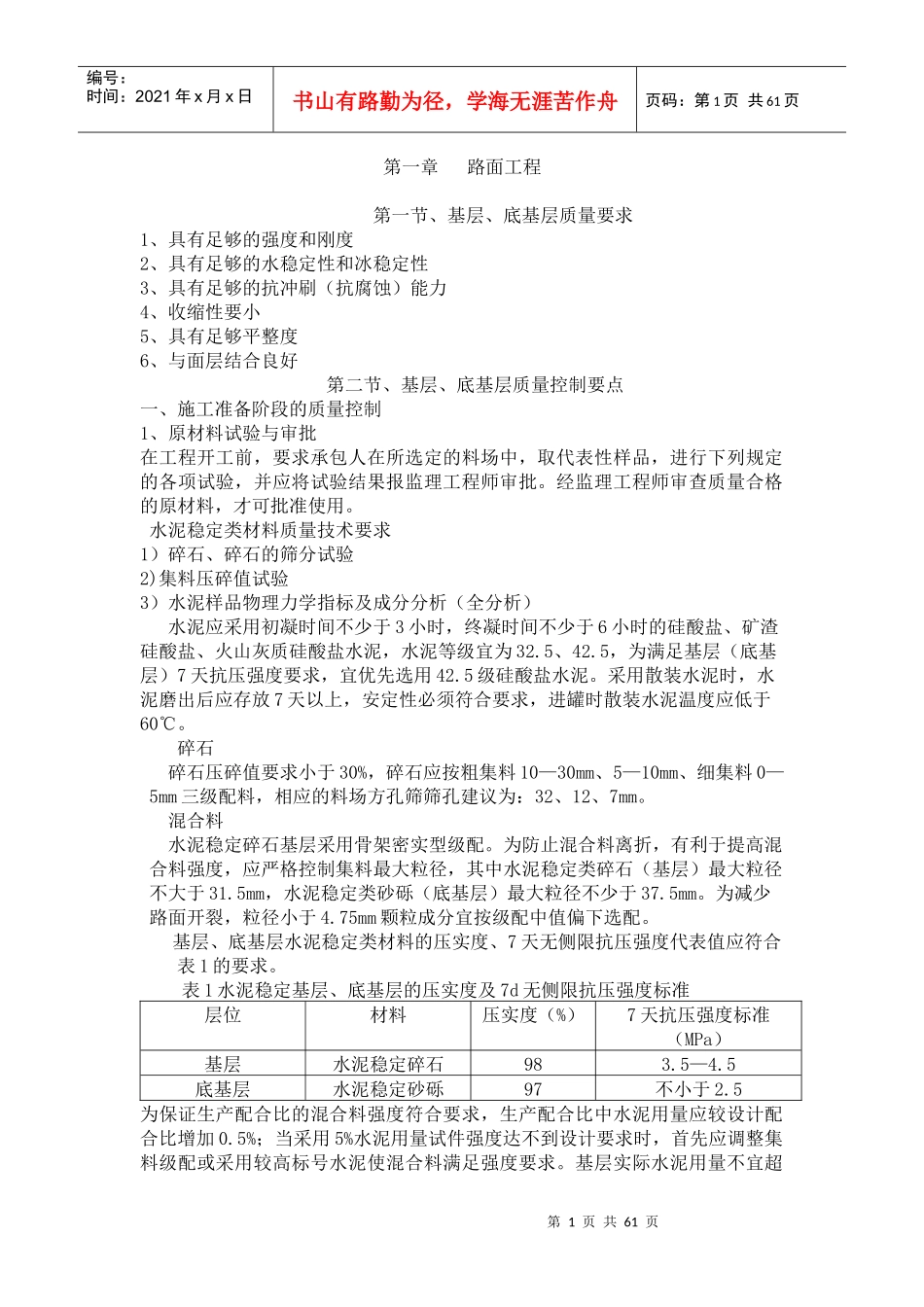 路面工程质量控制要点汇编_第1页