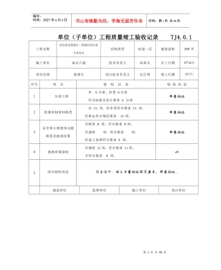 (零星)单位工程观感质量评定表