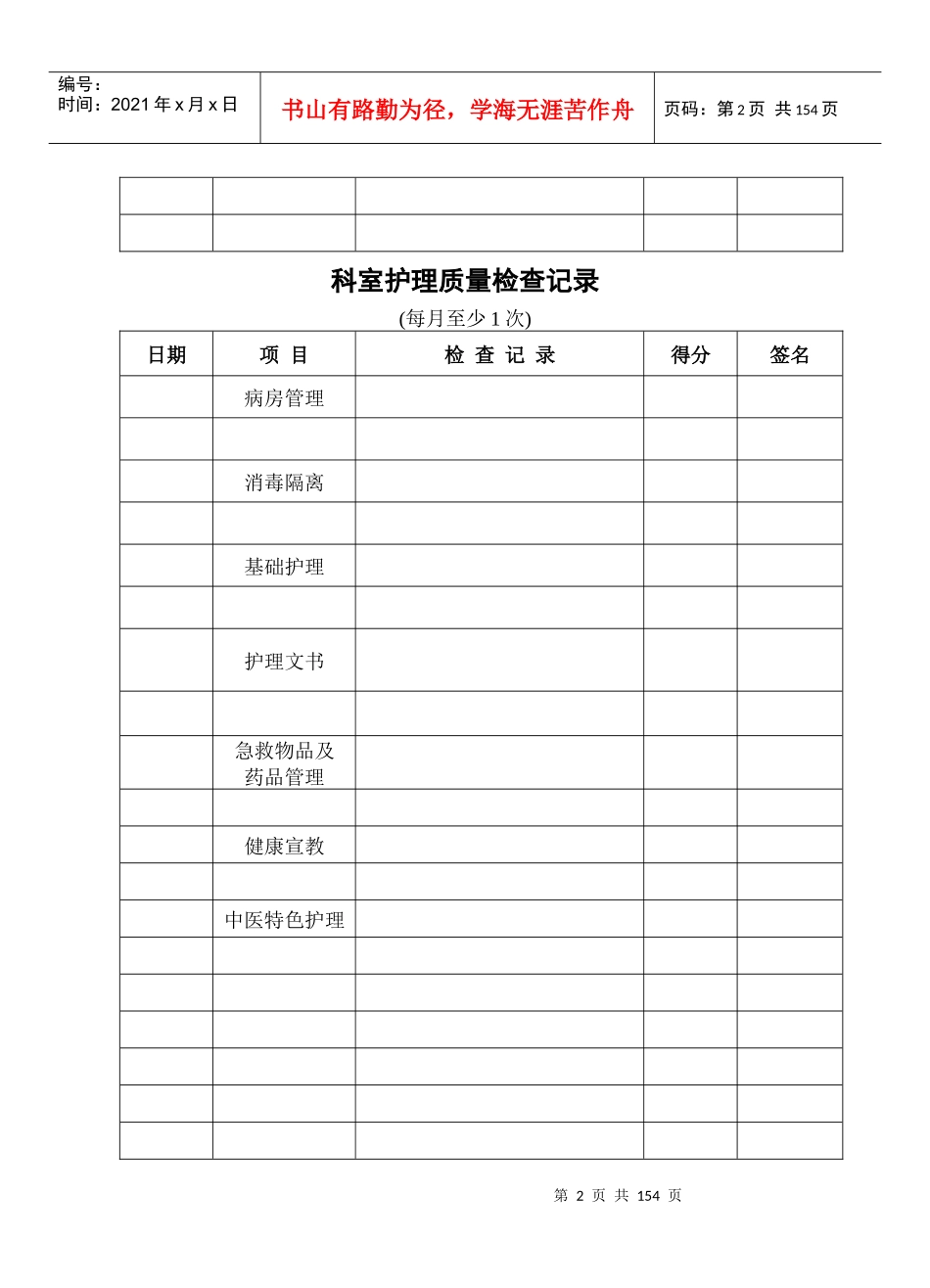 科室护理质量管理工作记录_第2页