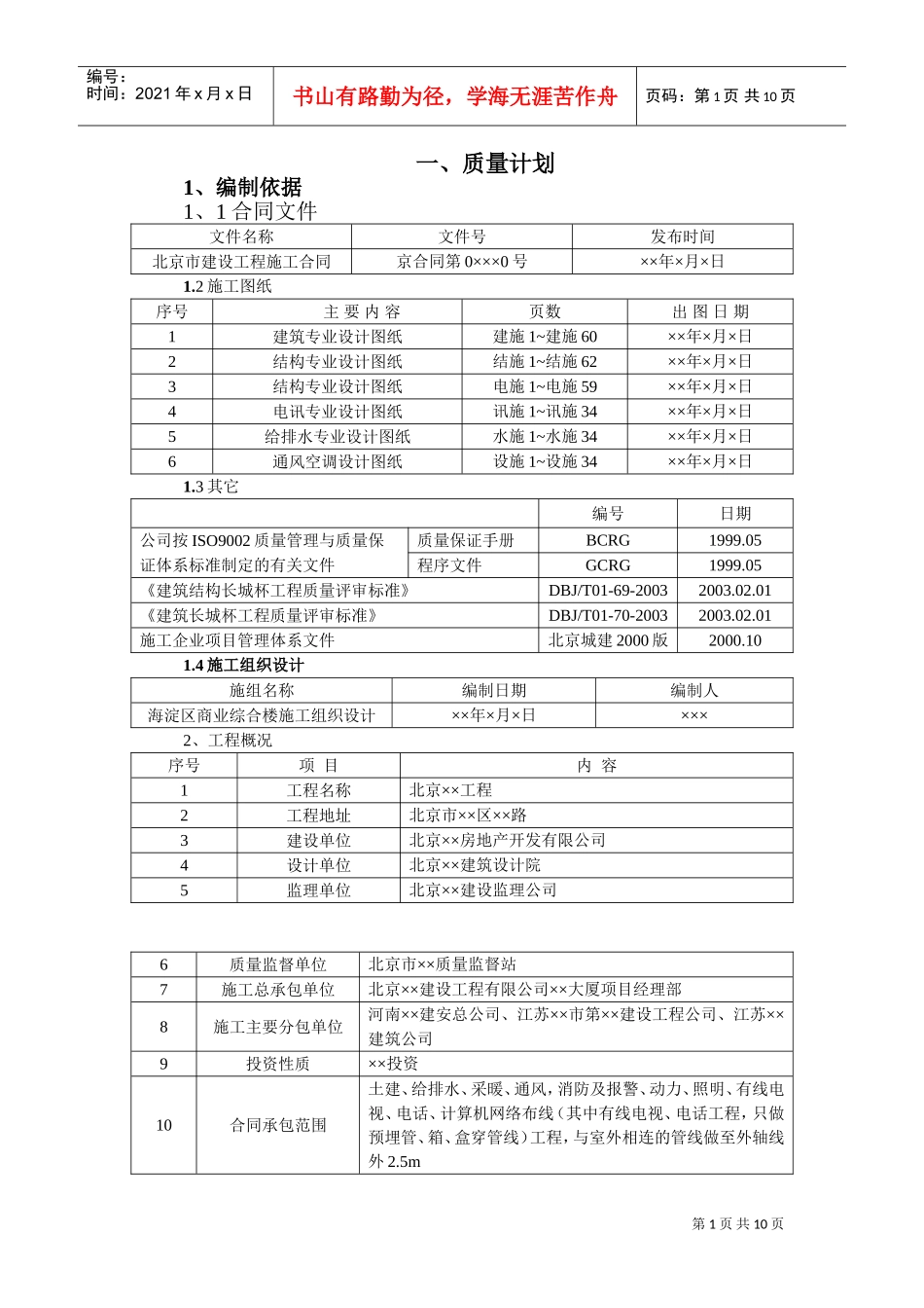质量计划(DOC13页)_第1页