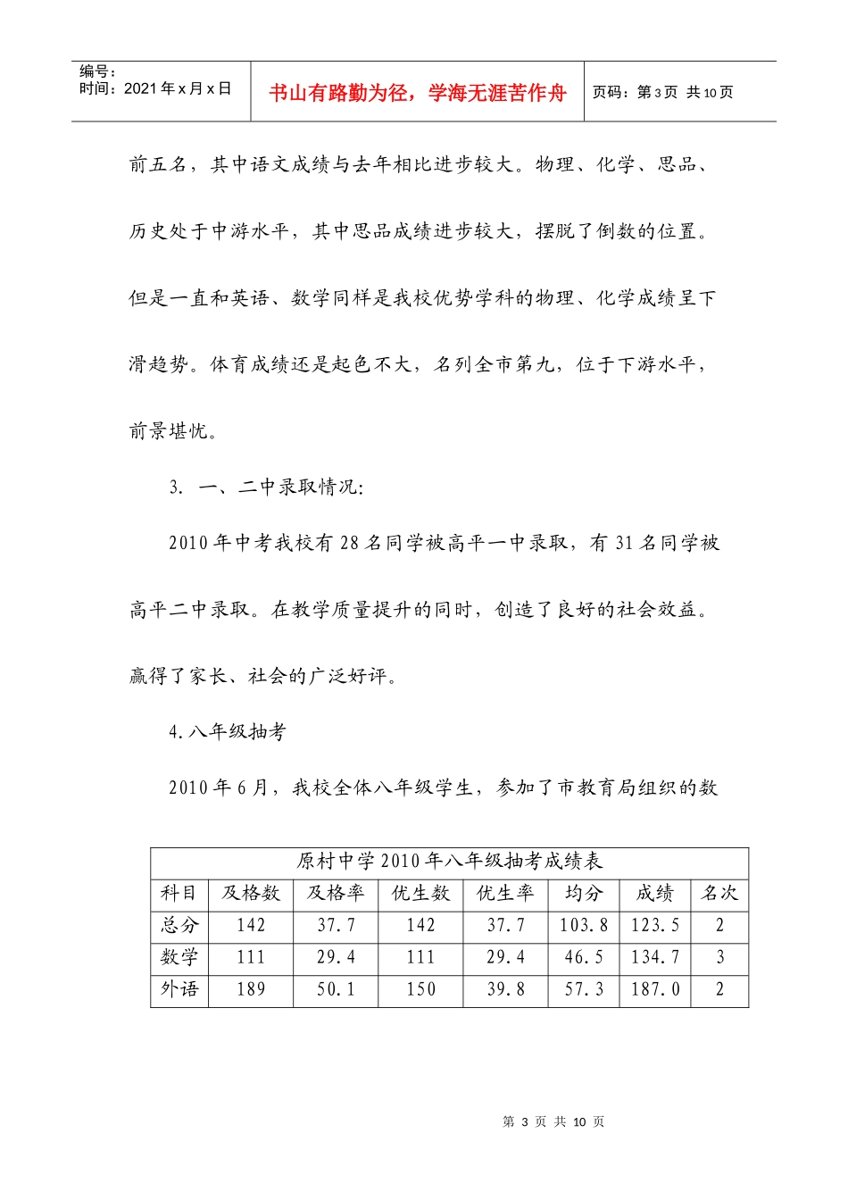 XXXX原村中学质量分析_第3页