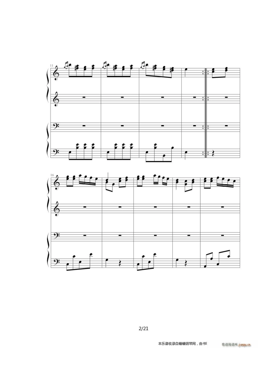 土耳其进行曲四手联弹_第2页