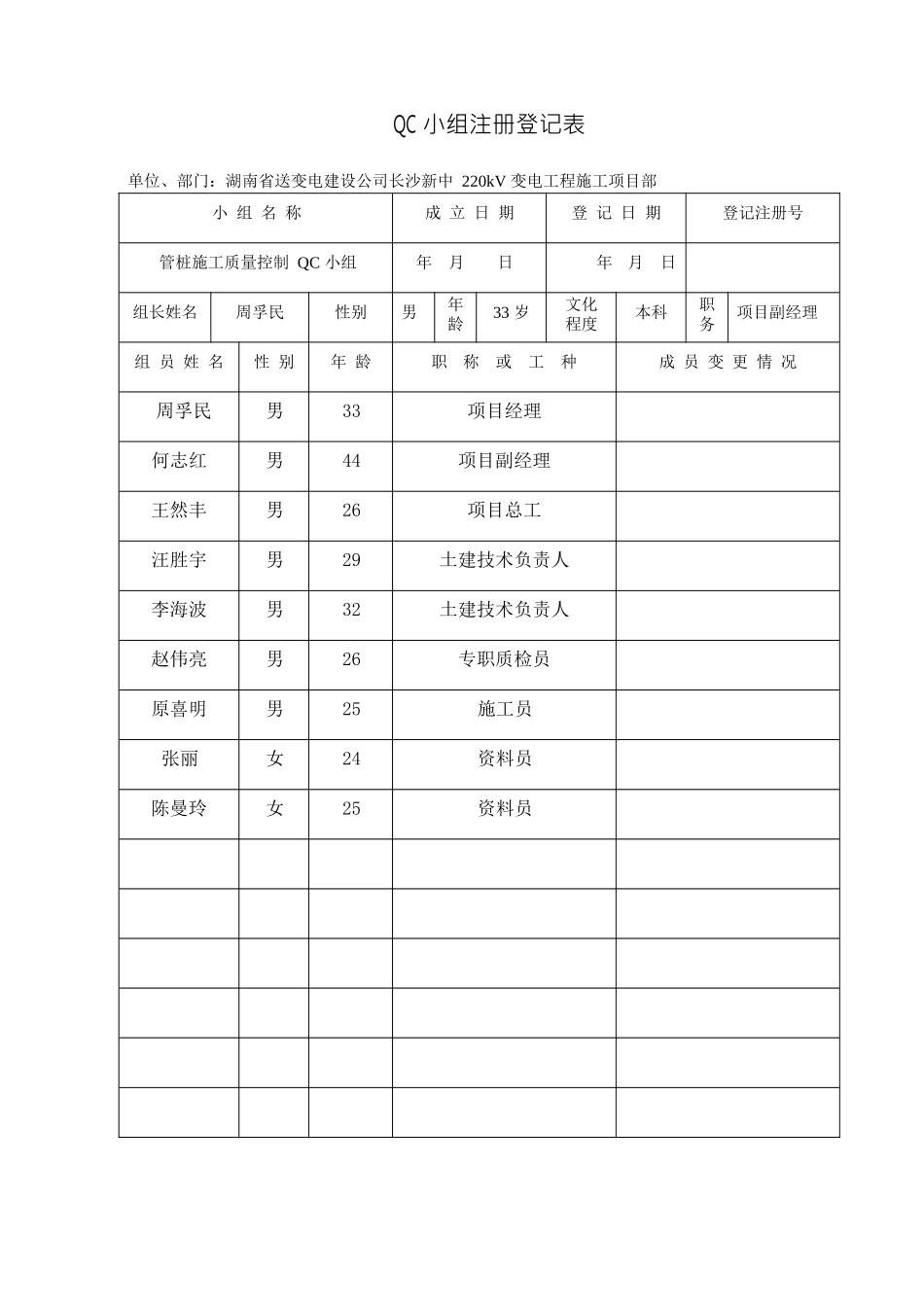 企业质量管理（QC）小组活动记录本_第1页