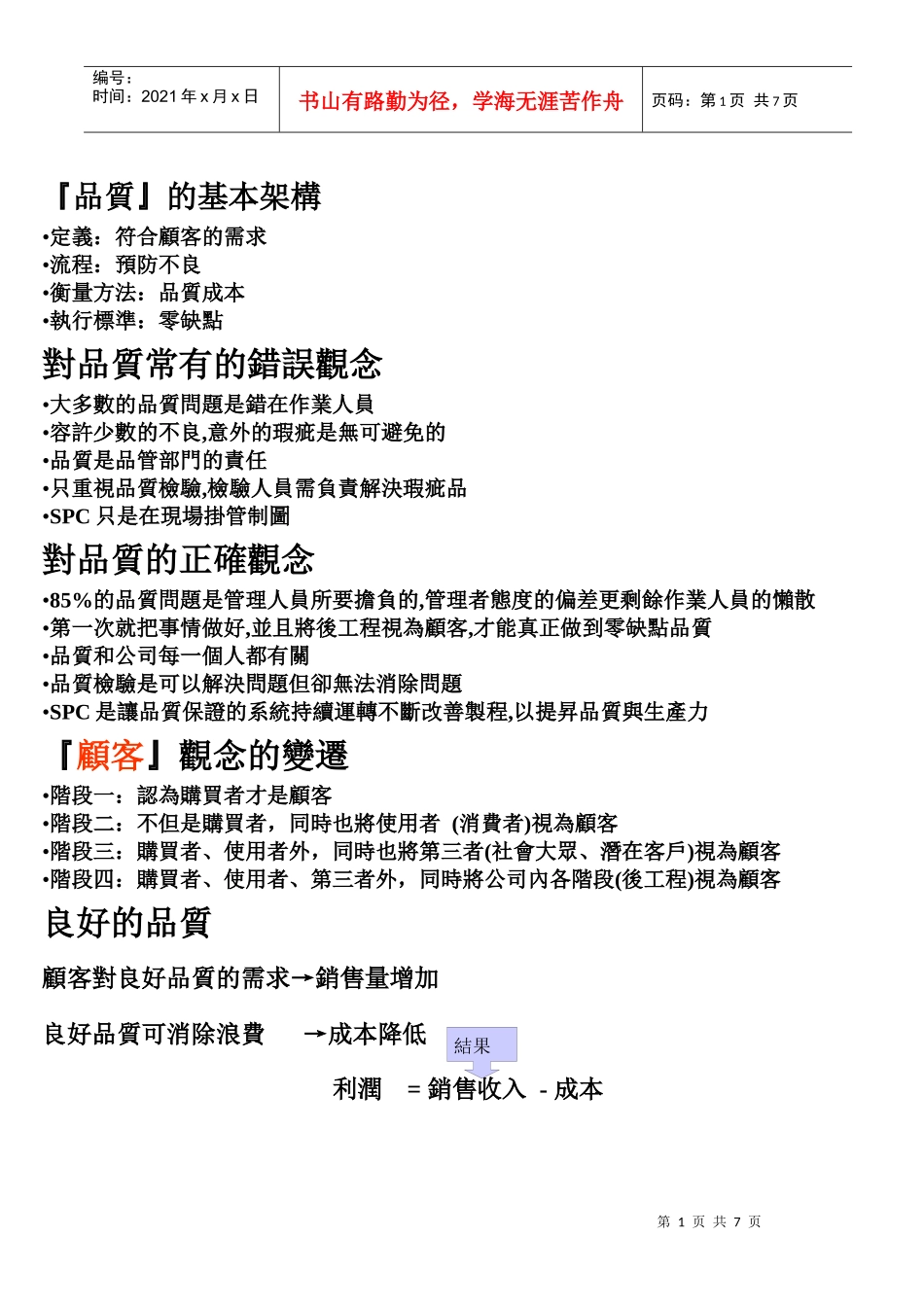 『品质』的基本架构 SPC_第1页