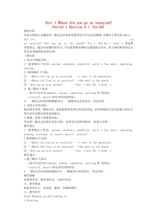 2014年秋八年级英语上册Unit1WheredidyougoonvacationPeriod1SectionA（1a-2d）教案（新版）人教新目标版