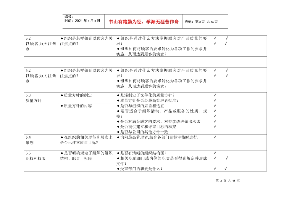 iso9001质量管理体系审核检查表_第3页