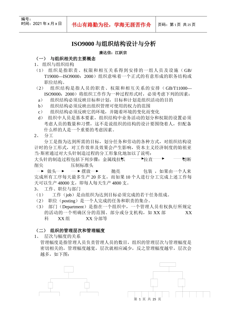 ISO9000与组织结构设计与分_第1页