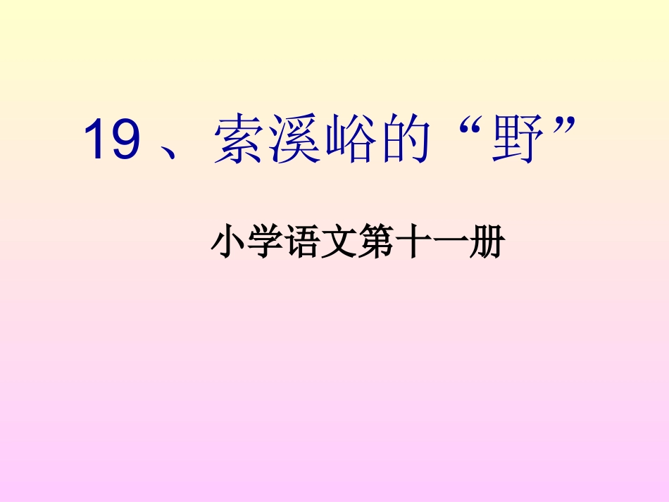 索溪峪的“野”_第1页