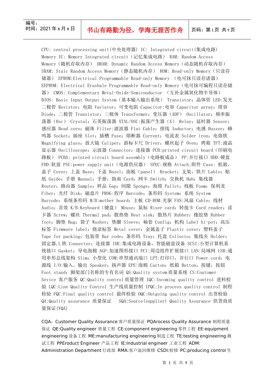 质量英语-名词_第1页